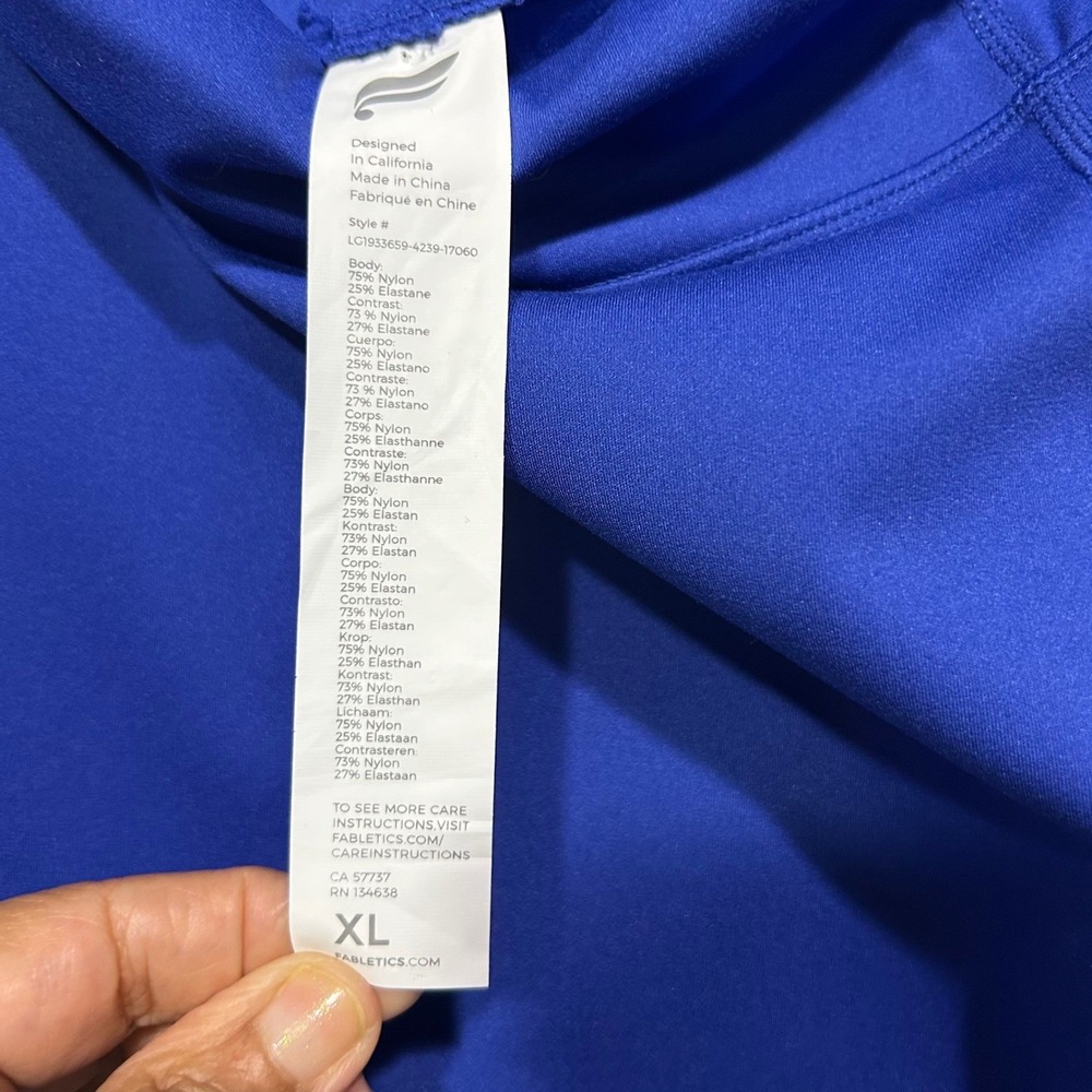 Fabletics Leggings Women XL Blue Motion 365 High Rise Mesh Pocket - Picture 6 of 8